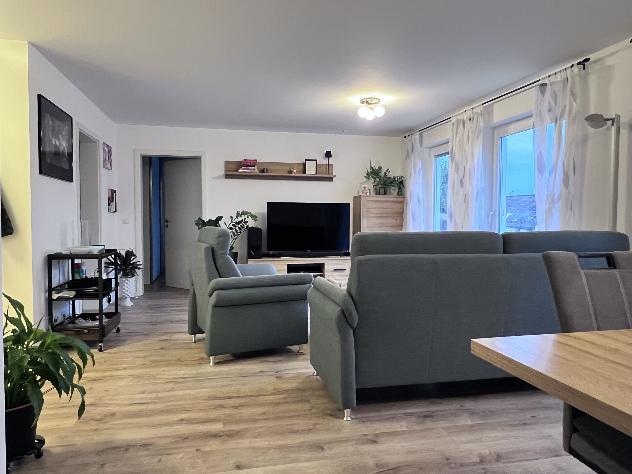 Blick durch den großzügigen Wohnbereich